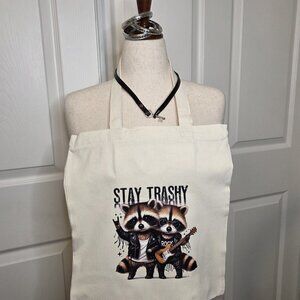 Canvas Tote Bag with Jewelry "Stay Trashy" Racoons